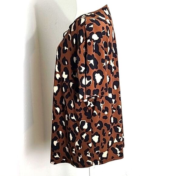 Cato Animal Print Top with Cut-outs @ Neckline, Brown, Black, White, Size 14/16W - Picture 4 of 7